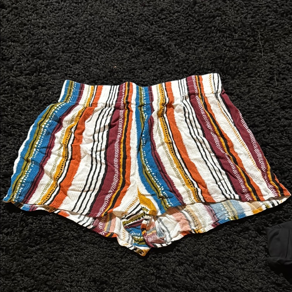 Rue21 High Waist Red and Orange Striped Shorts